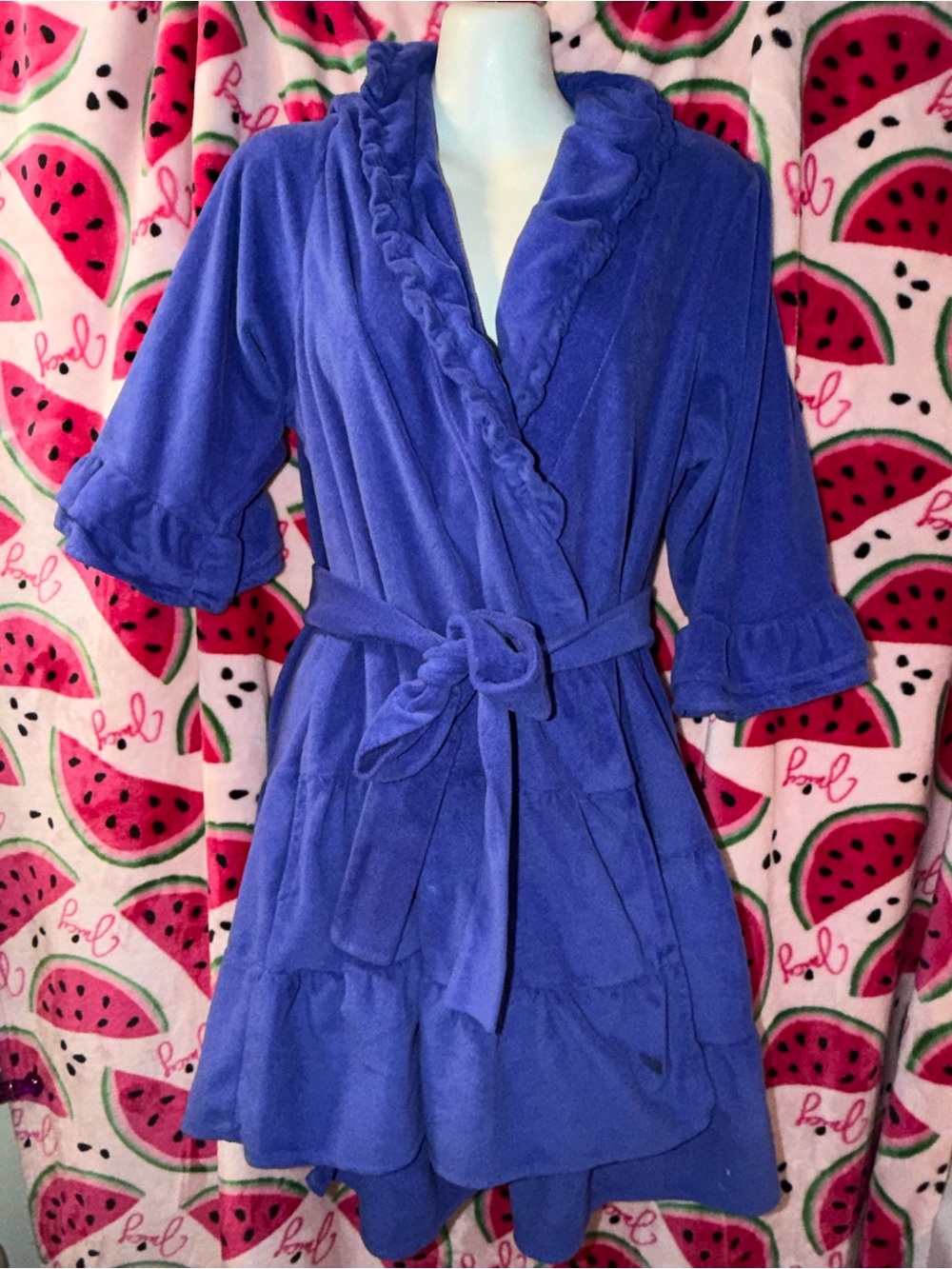 💙 Betsey Johnson Plush Ruffled Short Robe